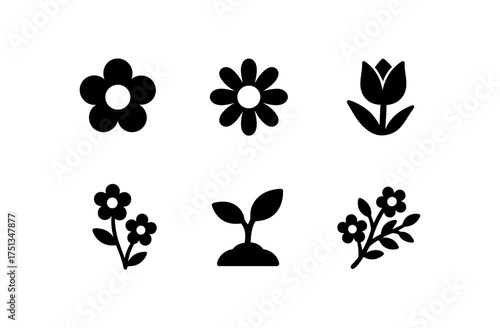Elegant spring bloom icons collection for design projects