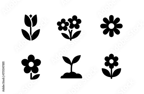 Spring bloom icons set for floral design and branding projects