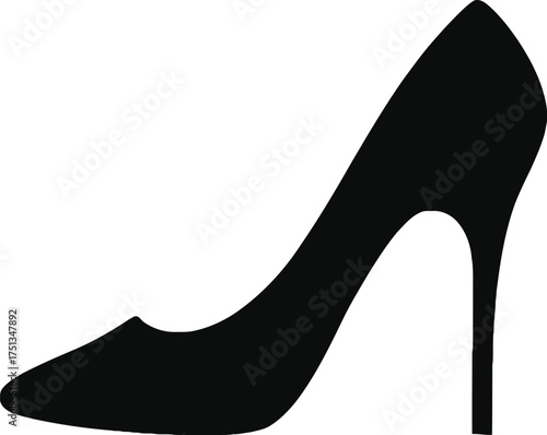 High Heel Shoe Vector: Elegant Fashion Footwear, Stylish Stiletto Silhouette, Woman Accessory, Classic Pointed Pump, Formal Event Design Element, Lady Vogue Icon