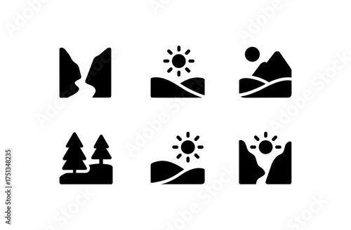 Minimalist summer valley icons collection for graphic design and creative projects