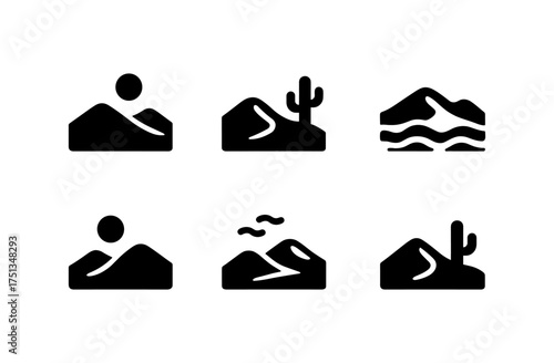 Minimalist desert landscape icons collection for design and decor