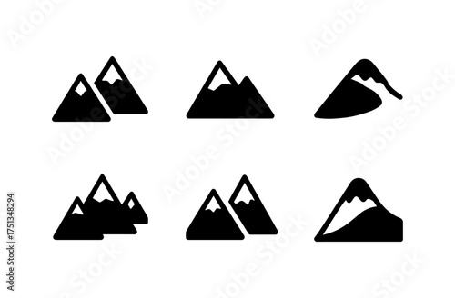 Minimalist winter alpine icons collection for graphic design and digital projects