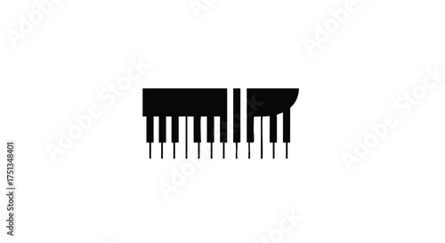 Piano keys graphic illustration viewed from the front in a minimalist style.
