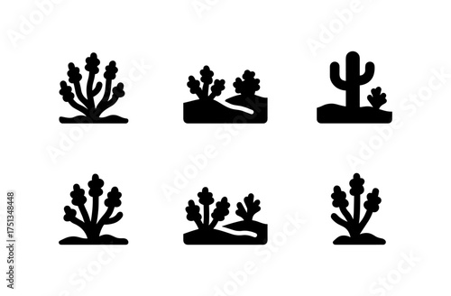 Minimalistic desert shrub icons for nature-themed design projects