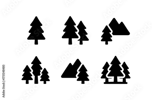 Minimalist cedar forest icon set for nature-inspired designs and eco-friendly projects