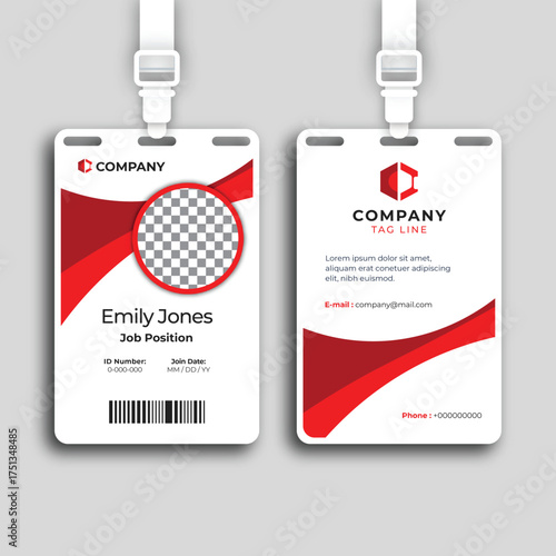 Professional Employee ID Card Template Design with Photo and Contact Details