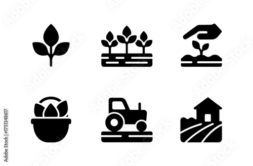 Basil cultivation icons for simple design: farming and gardening concepts