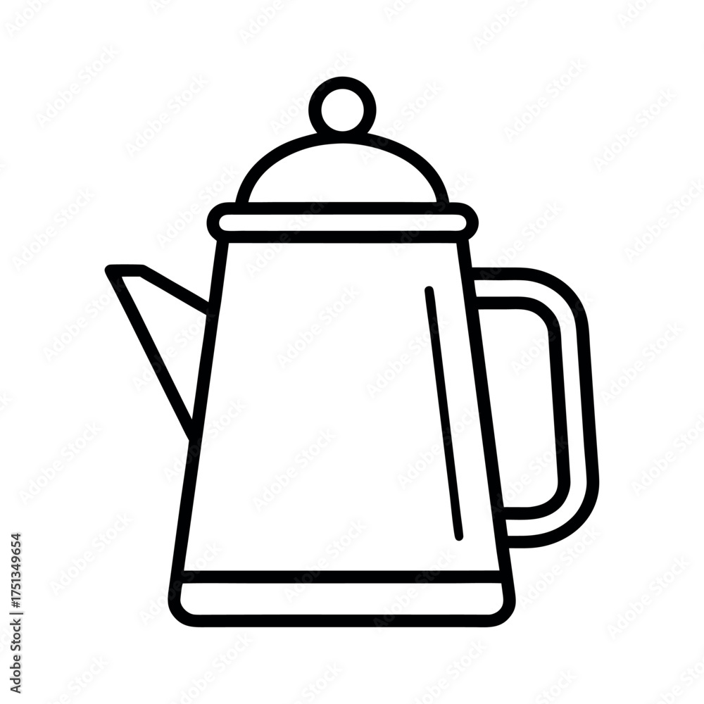 Fototapeta premium camp kettle outline line art vector