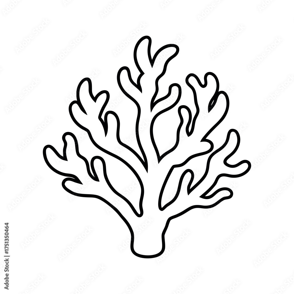 coral outline line art vector