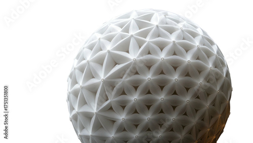 Ornate sphere; flower-like geometric tessellation, off-center lighting