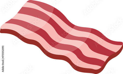 Single Bacon Strip, Wavy and Meaty vector illustration
