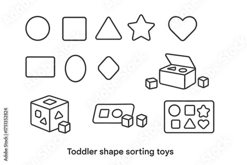 Shape sorting toys for toddlers with various geometric forms