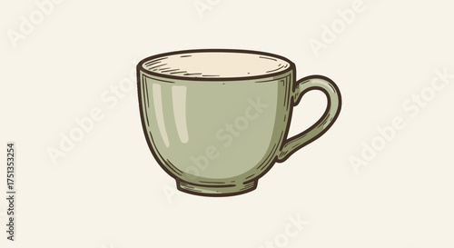 A Simple Illustrated Drawing of a Cozy Coffee Cup Filled with a Light-Colored Beverage, Perfect for Morning Warmth