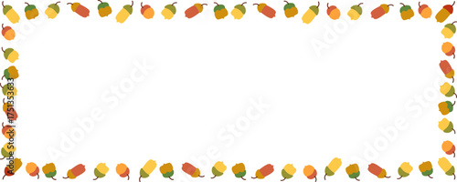 horizontal frame from autumn acorn in vector . Template for background, wallpaper, banner, backdrop, decoration