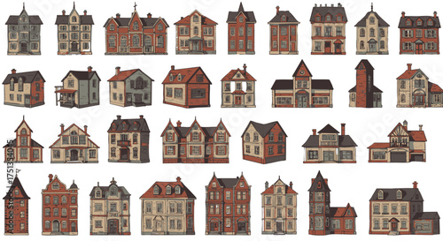 Collection of Detailed House Illustrations Vintage Architectural Designs