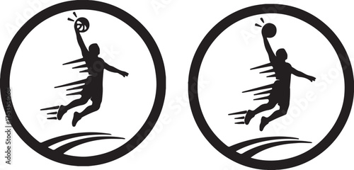 Basketball Player Dunking Silhouette In Circle slam dunk