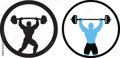 Weightlifter Icons Silhouette and Color weightlifting