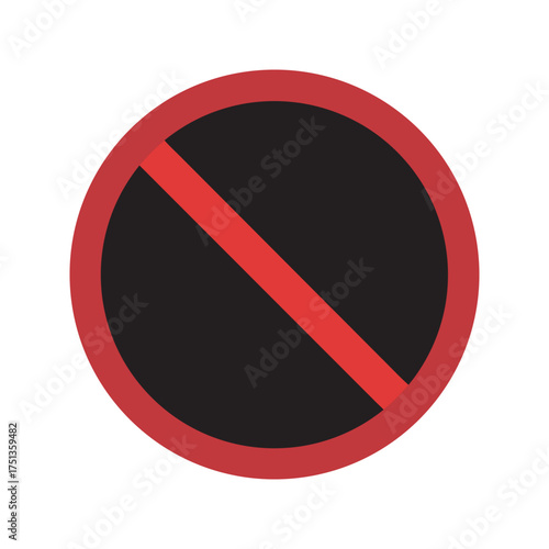 Prohibition symbol circle red line across black circle no entry forbidden sign vector