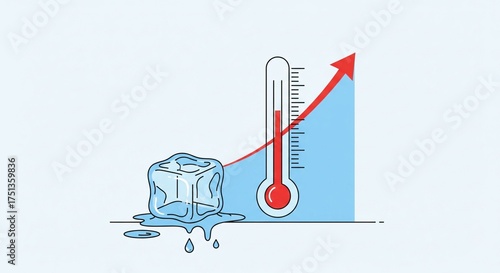 a visual representation of how increasing temperature causes ice to melt.