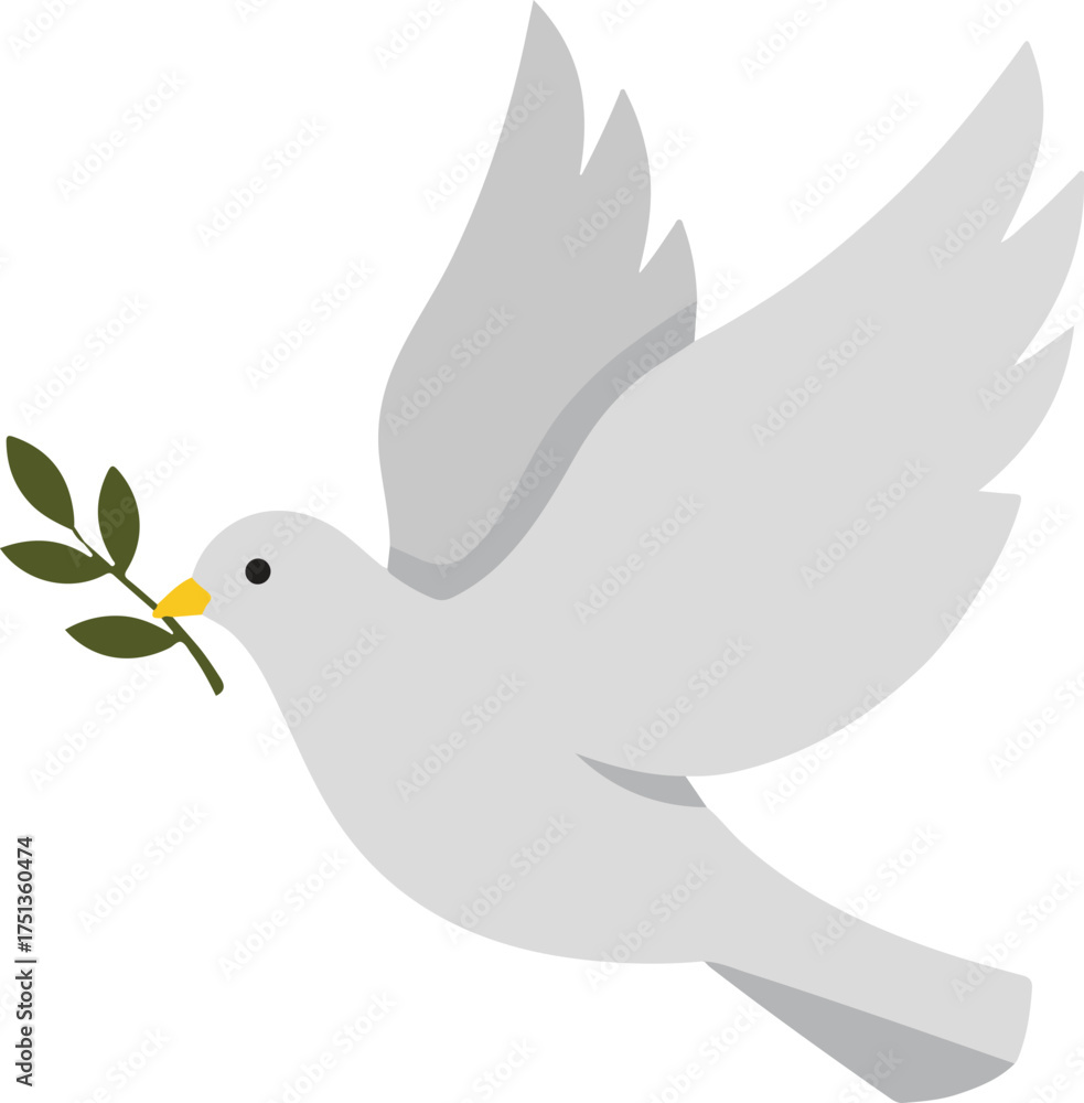 Obraz premium Flying Dove with Olive Branch, Peaceful and Hopeful vector illustration 