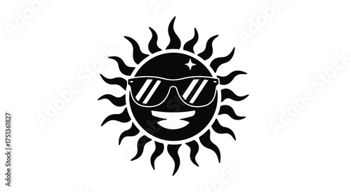 Cool smiling sun wearing sunglasses, radiating warmth and positive vibes