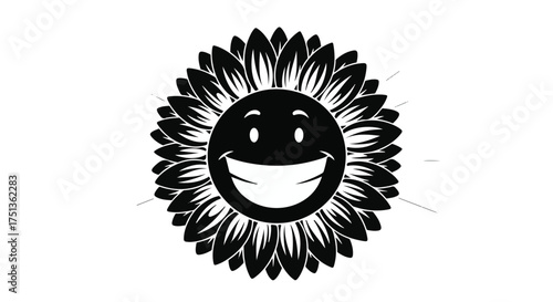 Joyful sunflower with a wide smile brings sunshine and happiness