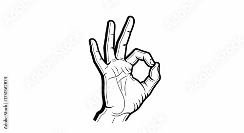 Hand gesture indicating approval and success with a clean outline on a white background.