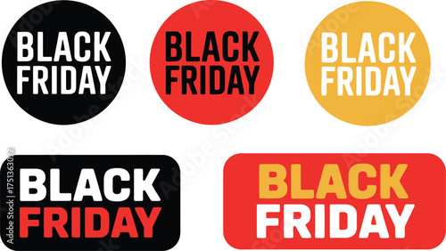 Black friday sale promotion banner set isolated on white background