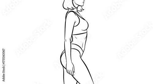 Elegant line drawing of a woman in profile, showcasing graceful form and minimalist style