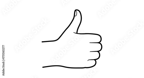 Simple line drawing of a hand giving a thumbs up gesture for approval and positivity