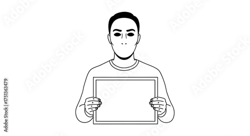 Man holding blank sign, conveying message or information, with anonymous face