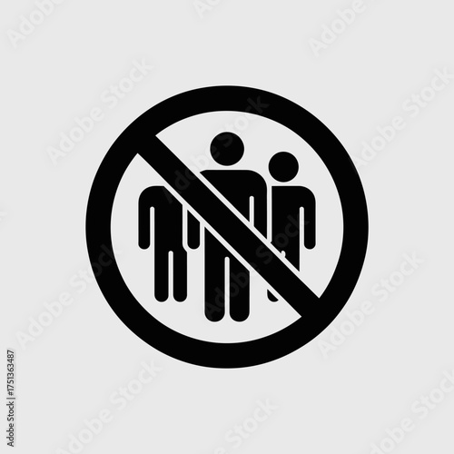 Symbol of social distancing and prohibition of gatherings to prevent spread of illness