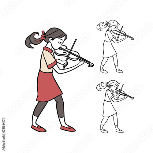 Girl walking under umbrella in rain with puddles and dark moody atmosphere isolated on transparent background