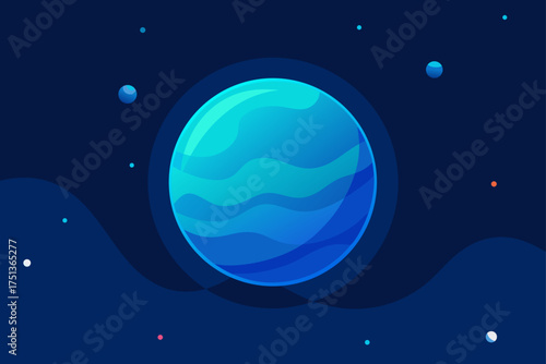 Illustration of a blue planet in a space scene art