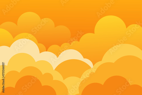 Illustration of cartoon clouds in shades of yellow