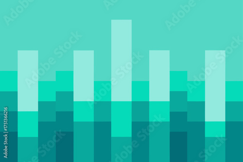 Teal pixelated bars arranged in varying heights