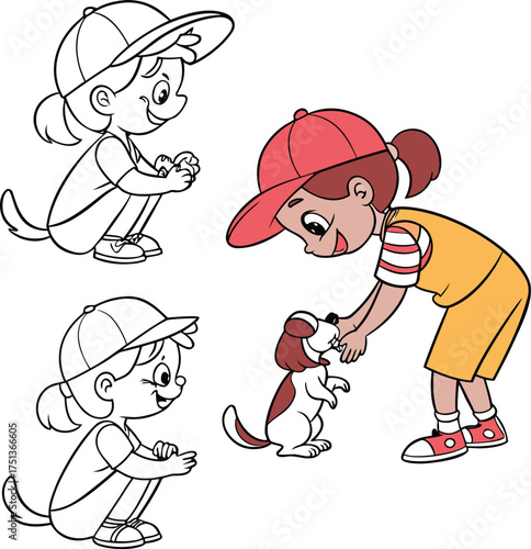 Playful young girl wearing roller skates and baseball cap engaged in activity isolated on transparent background