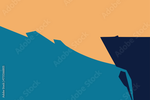 Abstract landscape with ocean and cliff formation