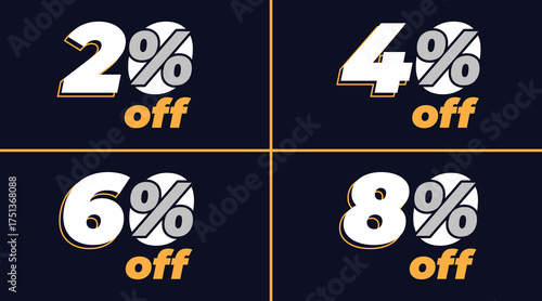 20% off, 40% off, 60% off, 80% off sale tag banners design template