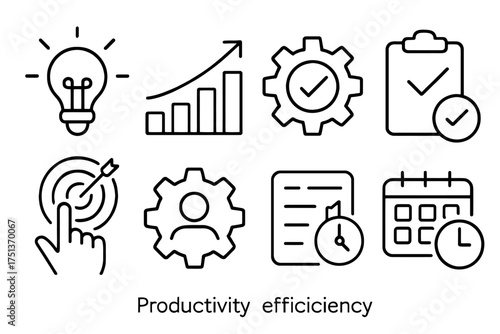 Business productivity icons: efficiency, growth, and success symbols