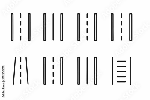 Road lane markings guide - symbols for traffic safety and navigation