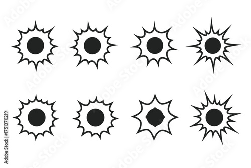 Abstract sunburst pattern set with bold shapes and spiky edges