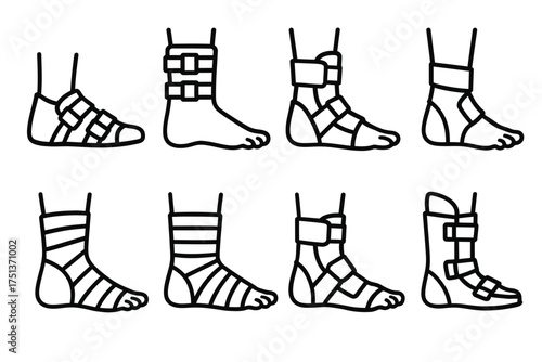Variety of ankle brace styles for injury support