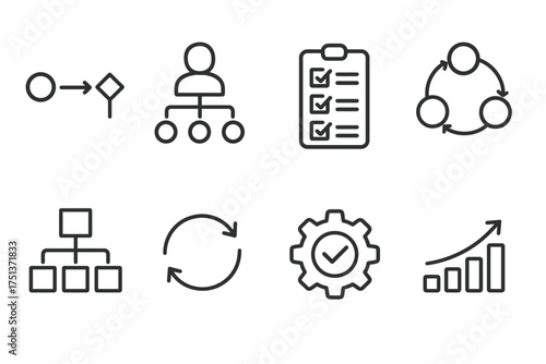Flowchart and diagram icons for workflow and process management