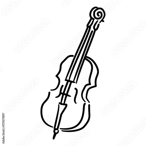 Elegant Violin Line Art Minimal Music Instrument Outline Illustration for Classical Concert Symphony Orchestra Coquette Aesthetic Wall Art and Romantic Design