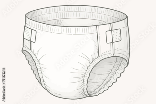 Adult diaper with velcro fasteners for incontinence care