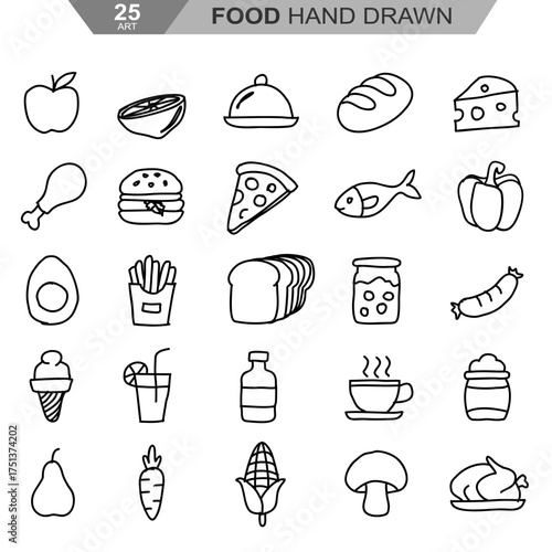Cute Hand Drawn Food Clipart Collection Set