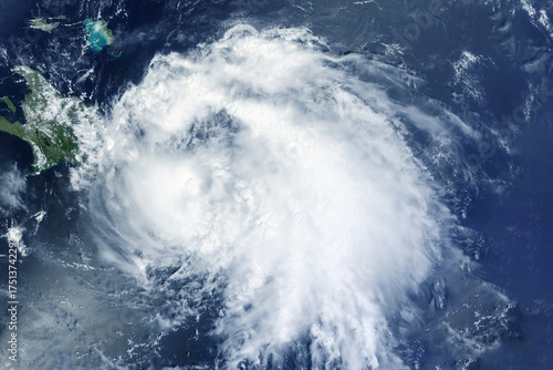 Fototapeta Naklejka Na Ścianę i Meble -  Hurricane from space, atmospheric cyclone. Elements of this image furnished by NASA