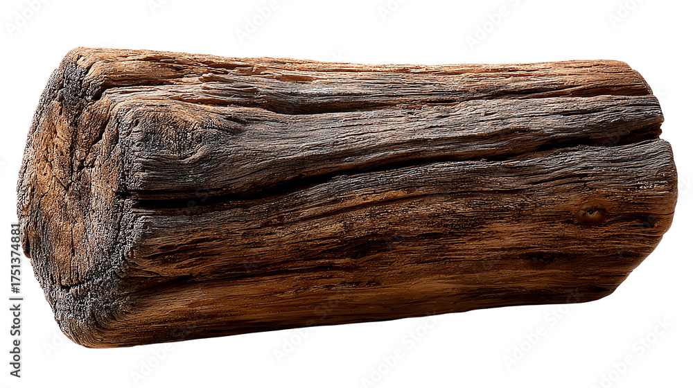 Fototapeta premium Weathered Timber Texture: This close-up image captures the intricate details of a weathered timber, showcasing the natural beauty of the wood's grain and texture.