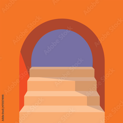 Stairs in a modern architectural hallway. Stock Illustration